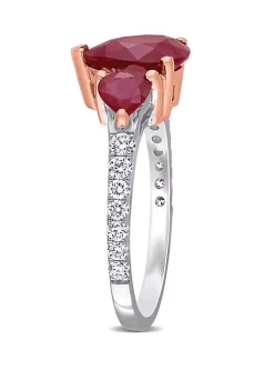 Buy 🔥 2.8 ct. t.w. Pear Shape Ruby and 1/3 ct. t.w. Diamond 3 Stone Ring in 14k White & Rose Gold by Belk & Co. 🎁 -DealsBelk & Co. Store Belk 35981