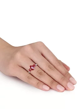 Buy 🔥 2.8 ct. t.w. Pear Shape Ruby and 1/3 ct. t.w. Diamond 3 Stone Ring in 14k White & Rose Gold by Belk & Co. 🎁 -DealsBelk & Co. Store Belk 35982
