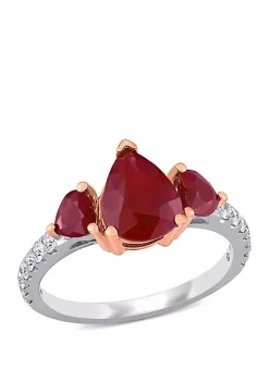 Buy 🔥 2.8 ct. t.w. Pear Shape Ruby and 1/3 ct. t.w. Diamond 3 Stone Ring in 14k White & Rose Gold by Belk & Co. 🎁 -DealsBelk & Co. Store Belk 35983