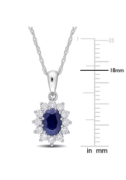 Buy ❤️ 1 ct. t.g.w. Sapphire and 3/8 ct. t.w. Diamond Halo Pendant with Chain in 14K White Gold by Belk & Co. 🛒 -DealsBelk & Co. Store Belk 35999