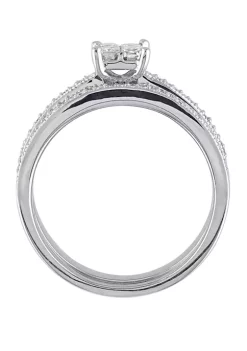 New 🎉 3/8 ct. t.w. Diamond Princess Cut Quad 3 Piece Bridal Set by Belk & Co. 🤩 -DealsBelk & Co. Store Belk 36005