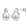 Hot Sale 🤩 Lab Created 4/5 CT DEW Created Moissanite and 9.5-10mm Freshwater Cultured Pearl Stud Earrings in 14k White Gold by Belk & Co. 🌟