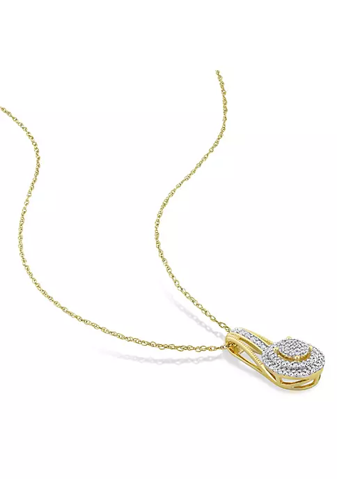 Discount 🌟 1/4 ct. t.w. Diamond Double Halo Oval Cluster Pendant with Chain in 10K Yellow Gold by Belk & Co. 🔔 4 Discount 🌟 1/4 ct. t.w. Diamond Double Halo Oval Cluster Pendant with Chain in 10K Yellow Gold by Belk & Co. 🔔 - Image 4