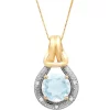 Best deal 🤩 10K Yellow Gold Aquamarine with Diamond Accent Love Knot Pendant by Belk & Co. 🌟