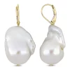 Best Pirce 🤩 14.5-15mm Freshwater Cultured Pearl Leverback Earrings in 14k Yellow Gold by Belk & Co. 🎉