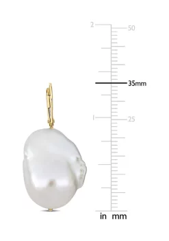 Best Pirce 🤩 14.5-15mm Freshwater Cultured Pearl Leverback Earrings in 14k Yellow Gold by Belk & Co. 🎉 -DealsBelk & Co. Store Belk 36073