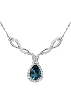 Cheap ❤️ 2.43 ct. t.w. London Blue Topaz and White Topaz Necklace on 18 Inch Chain, Sterling Silver by Belk & Co. 💯