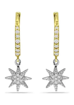 Best Pirce 🤩 1/4 ct. t.w. Diamond Star Drop Hoop Earrings,18kt Gold over Sterling Silver by Belk & Co. 😀 -DealsBelk & Co. Store Belk 36088