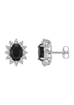 Buy 🛒 2.4 ct. t.w. Black Onyx and 1 ct. t.w. Created White Sapphire Earrings in Sterling Silver by Belk & Co. ✨