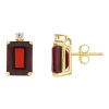 Brand new ❤️ 14K Gold 8x6 Emerald Cut Garnet Diamond Accent Earrings by Belk & Co. 🤩