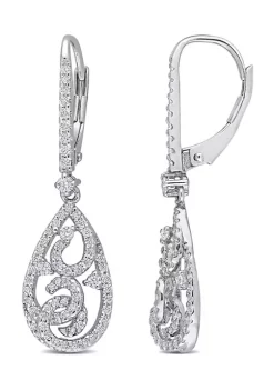 Best Sale 🎁 3/4 ct. t.w. Created Moissanite Dangle Earrings in Sterling Silver by Belk & Co. 🎁