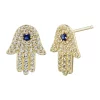 Flash Sale 🎁 Created Sapphire and Whtie Sapphire Hamsa Earrings in 10K Yellow Gold by Belk & Co. 😍