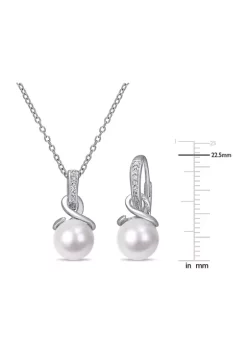 Buy 🔥 8 - 8.5 MM Cultured Freshwater Pearl and 1/10 CT TW Diamond Twist Leverback Earrings and Pendant with Chain in Sterling Silver by Belk & Co. 🌟 -DealsBelk & Co. Store Belk 36138