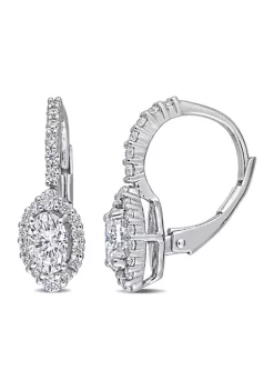 Coupon 😉 1.5 ct. t.w. Created Moissanite Oval Halo Earrings in Sterling Silver by Belk & Co. ❤️ -DealsBelk & Co. Store Belk 36150