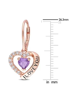 Best Pirce 😍 1.46 ct. t.g.w. Amethyst and White Topaz Heart 'I Love You' Earrings in Rose Plated Sterling Silver by Belk & Co. ⌛ -DealsBelk & Co. Store Belk 36182
