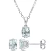 Hot Sale 🛒 2-Piece Set of 1.8 ct. t.g.w. Aquamarine Solitaire Earrings and Pendant with Chain in Sterling Silver by Belk & Co. ⌛