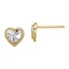 Outlet 😀 14K Yellow Gold with Rhodium Diamond Cut Heart Post Earrings by Belk & Co. ❤️