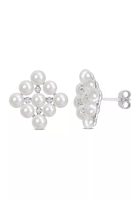 Best deal ๐ 4-4.5mm Cultured Freshwater Pearl and Diamond Accent Stud Earrings in Sterling Silver by Belk & Co. ๐ 1 Best deal ๐ 4-4.5mm Cultured Freshwater Pearl and Diamond Accent Stud Earrings in Sterling Silver by Belk & Co. ๐