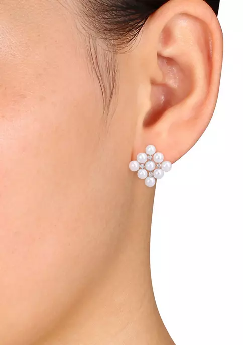 Best deal ๐ 4-4.5mm Cultured Freshwater Pearl and Diamond Accent Stud Earrings in Sterling Silver by Belk & Co. ๐ 2 Best deal ๐ 4-4.5mm Cultured Freshwater Pearl and Diamond Accent Stud Earrings in Sterling Silver by Belk & Co. ๐ - Image 2
