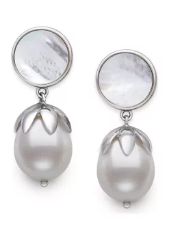 Brand new 🔔 Mother of Pearl & Freshwater Pearl Earring in Sterling Silver by Belk & Co. ✨