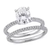Outlet 🎁 Lab Created 2 ct. t.w. Oval Moissanite and 1/4 ct. t.w. Diamond Bridal Ring Set in 14k White Gold by Belk & Co. 🤩