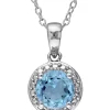 Best reviews of 🎁 Blue Topaz Halo Pendant with Chain in Sterling Silver by Belk & Co. 🛒