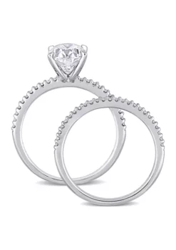 Outlet 🎁 Lab Created 2 ct. t.w. Oval Moissanite and 1/4 ct. t.w. Diamond Bridal Ring Set in 14k White Gold by Belk & Co. 🤩 -DealsBelk & Co. Store Belk 3623