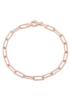 New ๐ 5MM Diamond Cut Paperclip Chain Bracelet in 18k Rose Gold Plated Sterling Silver, 9" by Belk & Co. ๐ฅ