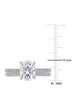 Outlet 🎁 Lab Created 2 ct. t.w. Oval Moissanite and 1/4 ct. t.w. Diamond Bridal Ring Set in 14k White Gold by Belk & Co. 🤩 -DealsBelk & Co. Store Belk 3624