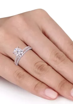 Outlet 🎁 Lab Created 2 ct. t.w. Oval Moissanite and 1/4 ct. t.w. Diamond Bridal Ring Set in 14k White Gold by Belk & Co. 🤩 -DealsBelk & Co. Store Belk 3625