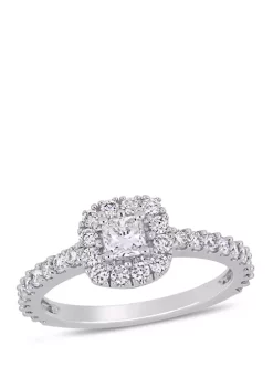 New 🔥 1 ct. t.w. Diamond Cushion Cut Halo Engagement Ring by Belk & Co. ⌛