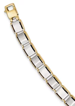 Top 10 💯 Mens 14K Two-tone Gold Brushed and Polished 8.5-Inch Bracelet by Belk & Co. ⌛