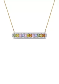 Best reviews of 🧨 3.5 ct. t.w. Multi-Color Sapphire Bar Necklace in 14K Yellow Gold by Belk & Co. ❤️