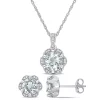Discount 🥰 2-Piece Set of 2.55 ct. t.g.w. Aquamarine and 1/6 ct. t.w. Diamond Earrings and Pendant with Chain in 14K White Gold by Belk & Co. 😍