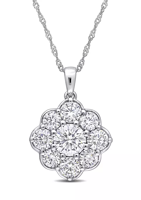 Flash Sale 🤩 2.3 ct. t.w. Created Moissanite Flower Necklace in 10k White Gold by Belk & Co. 🧨 1 Flash Sale 🤩 2.3 ct. t.w. Created Moissanite Flower Necklace in 10k White Gold by Belk & Co. 🧨