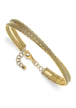 Top 10 🌟 14K Yellow Gold Diamond Cut and Textured with Safety Chain Bangle by Belk & Co. 🛒