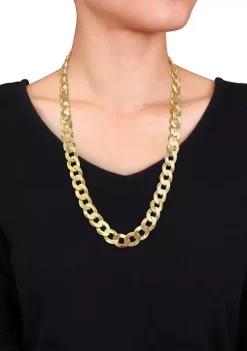 Promo 🔥 18k Yellow Gold Plated Sterling Silver 12.5mm Flat Curb Chain Necklace by Belk & Co. 🔥 -DealsBelk & Co. Store Belk 36308