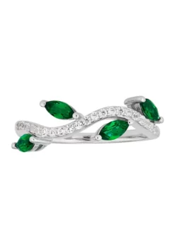 Buy ✔️ Lab Created Created Emerald and Created White Sapphire Ring in Sterling Silver by Belk & Co. 💯