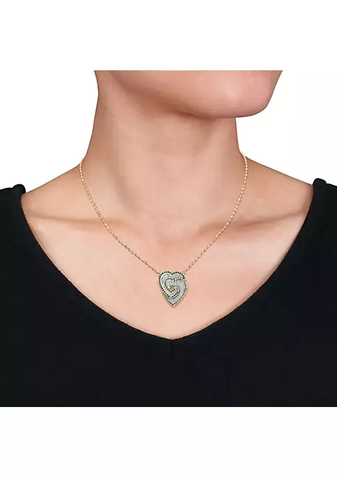 Coupon 🥰 Lab Created 1.45 ct. t.g.w. Create White Sapphire and Created Emerald Interlocking Hearts Pendant with Chain in Yellow Plated Sterling Silver by Belk & Co. 🔥 2 Coupon 🥰 Lab Created 1.45 ct. t.g.w. Create White Sapphire and Created Emerald Interlocking Hearts Pendant with Chain in Yellow Plated Sterling Silver by Belk & Co. 🔥 - Image 2