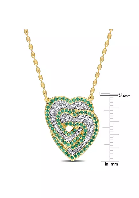 Coupon 🥰 Lab Created 1.45 ct. t.g.w. Create White Sapphire and Created Emerald Interlocking Hearts Pendant with Chain in Yellow Plated Sterling Silver by Belk & Co. 🔥 3 Coupon 🥰 Lab Created 1.45 ct. t.g.w. Create White Sapphire and Created Emerald Interlocking Hearts Pendant with Chain in Yellow Plated Sterling Silver by Belk & Co. 🔥 - Image 3
