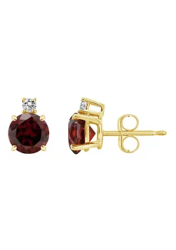 Promo ๐ฅ 14K Gold 6mm Round Garnet Diamond Accent Earrings by Belk & Co. ๐คฉ
