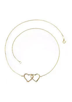 Cheapest 👍 Double Heart Necklace in 10K Yellow and White and Rose Gold by Belk & Co. ✔️