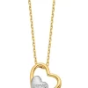 Cheap 👏 14K Yellow Gold and White Rhodium Brushed and Polished Love Heart 17 Inch Necklace by Belk & Co. 🥰