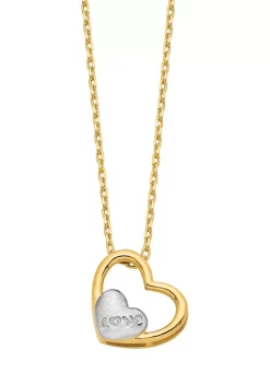 Cheap 👏 14K Yellow Gold and White Rhodium Brushed and Polished Love Heart 17 Inch Necklace by Belk & Co. 🥰 -DealsBelk & Co. Store Belk 36366