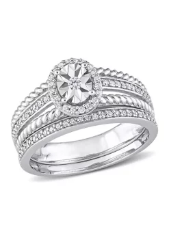 Best deal ✨ 1/3 CT TW Diamond Oval Bridal Ring Set in Sterling Silver by Belk & Co. 🔔