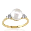 Buy 🎉 10k Yellow Gold Cultured Freshwater Pearl and Diamond Ring by Belk & Co. 😉