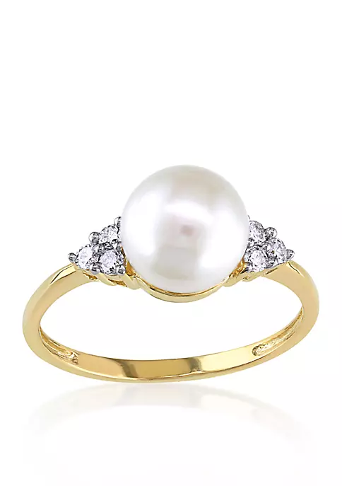 Buy 🎉 10k Yellow Gold Cultured Freshwater Pearl and Diamond Ring by Belk & Co. 😉 1 Buy 🎉 10k Yellow Gold Cultured Freshwater Pearl and Diamond Ring by Belk & Co. 😉