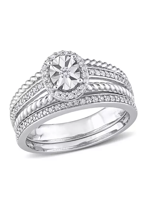 Best deal โจ 1/3 CT TW Diamond Oval Bridal Ring Set in Sterling Silver by Belk & Co. ๐ 6 Best deal โจ 1/3 CT TW Diamond Oval Bridal Ring Set in Sterling Silver by Belk & Co. ๐ - Image 6