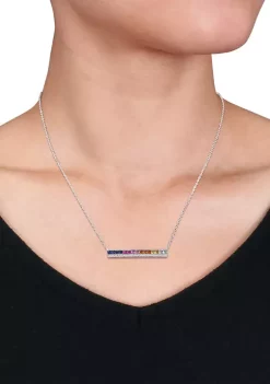 New 🤩 3.37 ct. t.w. Multi-Color Created Sapphire Bar Necklace in Sterling Silver by Belk & Co. ✨ -DealsBelk & Co. Store Belk 36388