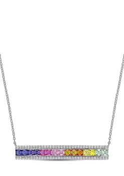 New 🤩 3.37 ct. t.w. Multi-Color Created Sapphire Bar Necklace in Sterling Silver by Belk & Co. ✨ -DealsBelk & Co. Store Belk 36390